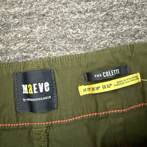 MaEve Anthropologie Colette Wide Leg Crop Pants Women 18 Plus Green Linen Blend - Picture 9 of 11